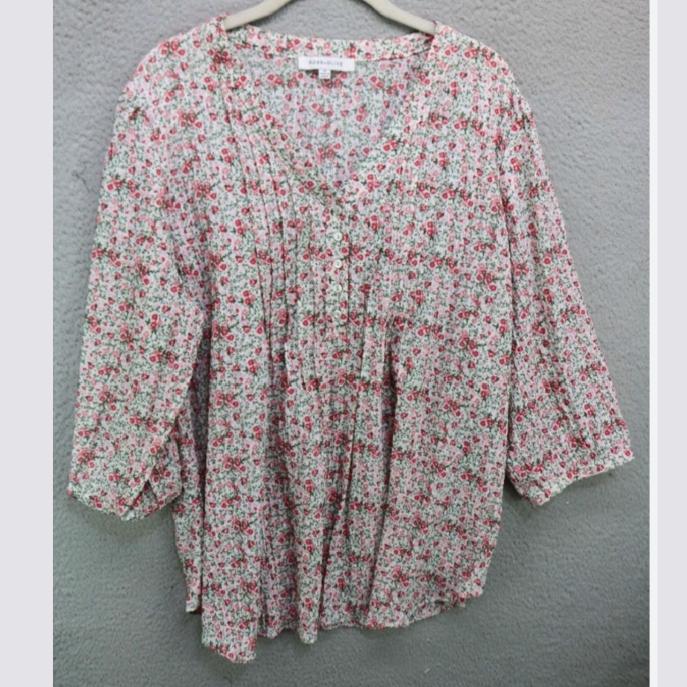 Romantic Floral Print Women's Tunic Blouse